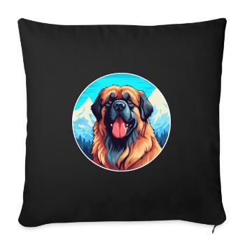 Leonberger Dog Breed Cartoon Kawaii Watercolor - Sofa pillowcase 17,3'' x 17,3'' (45 x 45 cm) - black - Front