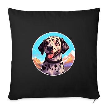 Leopard Cur Hund Rasse Cartoon Kawaii Aquarell - Sofakissenbezug 45 x 45 cm - Schwarz - Vorne