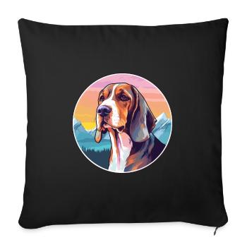 Lithuanian Hound Dog Breed Cartoon Kawaii Watercol - Sofa pillowcase 17,3'' x 17,3'' (45 x 45 cm) - black - Front