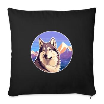 Kunming Wolfdog Hunderasse Cartoon Kawaii Watercolo - Sofakissenbezug 45 x 45 cm - Schwarz - Vorne