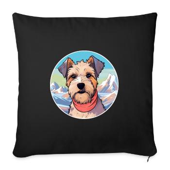 Lucas Terrier chien race dessin animé Kawaii aquarelle - Housse de coussin décorative 45 x 45 cm - noir - Devant
