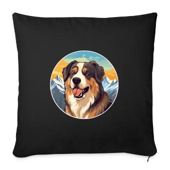 Moskauer Wachhund Rasse Cartoon Kawaii Watercolo - Sofakissenbezug 45 x 45 cm - Schwarz - Vorne