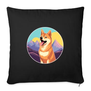 Nouvelle-Guinée Chien Chanteur Race Dessin Animé Kawaii Waterc - Housse de coussin décorative 45 x 45 cm - noir - Devant