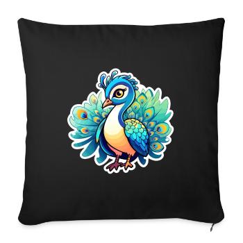 Peacock Bird Drawing - Sofa pillowcase 17,3'' x 17,3'' (45 x 45 cm) - black - Front