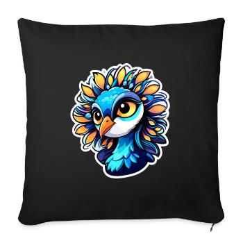Peacock Bird Drawing - Sofa pillowcase 17,3'' x 17,3'' (45 x 45 cm) - black - Front