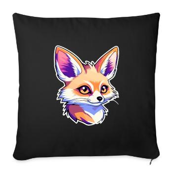 Wüstenfuchs Fennek Zeichnung - Sofakissenbezug 45 x 45 cm - Schwarz - Vorne