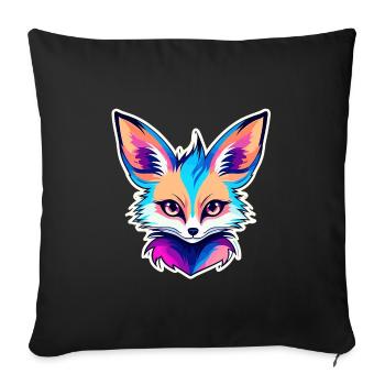 Wüstenfuchs Fennek Zeichnung - Sofakissenbezug 45 x 45 cm - Schwarz - Vorne
