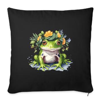 Cute Frog - Sofa pillowcase 17,3'' x 17,3'' (45 x 45 cm) - black - Front