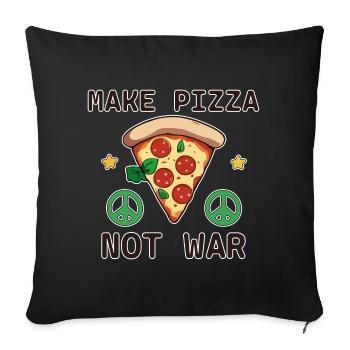 Paix faire Pizza pas guerre signe de paix - Housse de coussin décorative 45 x 45 cm - noir - Devant