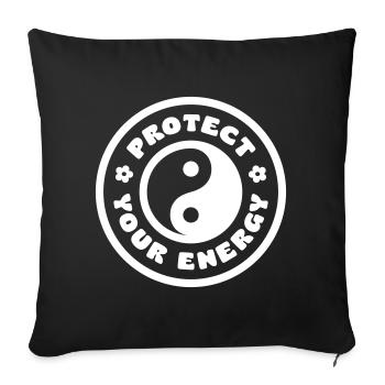 Protégez votre énergie - Housse de coussin décorative 45 x 45 cm - noir - Devant