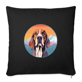 Norwegian Hound Dog Breed Cartoon Kawaii Watercolo - Sofa pillowcase 17,3'' x 17,3'' (45 x 45 cm) - black - Front