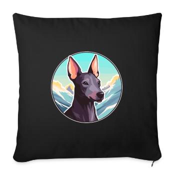 Chien nu péruvien race Cartoon Kawaii Waterco - Housse de coussin décorative 45 x 45 cm - noir - Devant