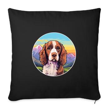 Pont Audemer Épagneul Chien Race Cartoon Kawaii Wate - Housse de coussin décorative 45 x 45 cm - noir - Devant