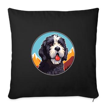 Portuguese Water Dog Breed Cartoon Kawaii Watercol - Sofa pillowcase 17,3'' x 17,3'' (45 x 45 cm) - black - Front