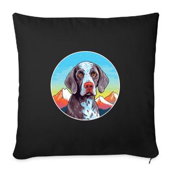 Chien d’arrêt portugais race dessin animé kawaii waterc - Housse de coussin décorative 45 x 45 cm - noir - Devant