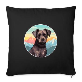 Patterdale Terrier Dog Breed Cartoon Kawaii Waterc - Sofa pillowcase 17,3'' x 17,3'' (45 x 45 cm) - black - Front