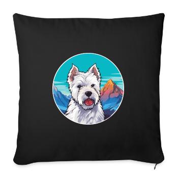 Ormskirk Terrier Dog Breed Cartoon Kawaii Watercol - Sofa pillowcase 17,3'' x 17,3'' (45 x 45 cm) - black - Front