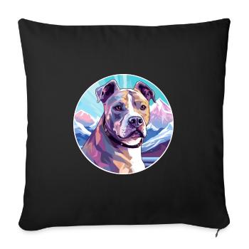 Pitbull Dog Breed Cartoon Kawaii Watercolor - Sofa pillowcase 17,3'' x 17,3'' (45 x 45 cm) - black - Front