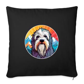 Polish Lowland Sheepdog Dog Breed Cartoon Kawaii W - Sofa pillowcase 17,3'' x 17,3'' (45 x 45 cm) - black - Front