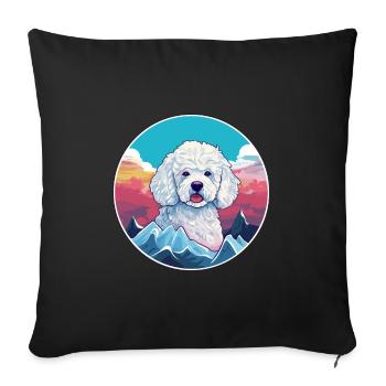 Poodle Dog Breed Cartoon Kawaii Watercolor - Sofa pillowcase 17,3'' x 17,3'' (45 x 45 cm) - black - Front