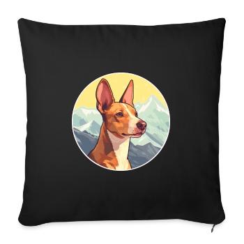 Podenco Ibicenco Dog Breed Cartoon Kawaii Watercol - Sofa pillowcase 17,3'' x 17,3'' (45 x 45 cm) - black - Front