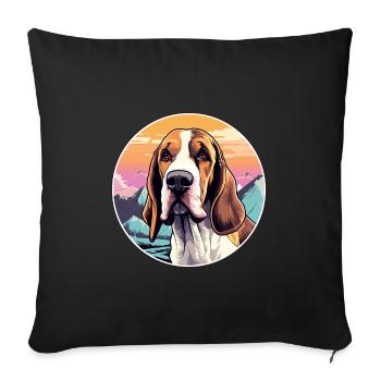 Poitevin Hound Dog Breed Cartoon Kawaii Watercolor - Sofa pillowcase 17,3'' x 17,3'' (45 x 45 cm) - black - Front