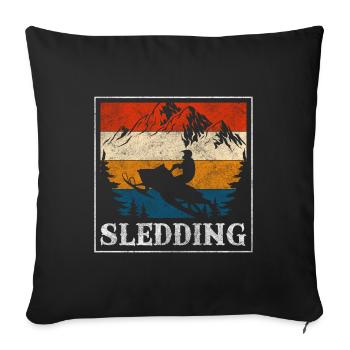 Sledding Ski Holiday Fun - Sofa pillowcase 17,3'' x 17,3'' (45 x 45 cm) - black - Front