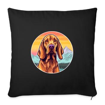 Redbone Coonhound chien race dessin animé Kawaii Waterco - Housse de coussin décorative 45 x 45 cm - noir - Devant