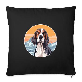 Russian Hound Dog Breed Cartoon Kawaii Watercolor - Sofa pillowcase 17,3'' x 17,3'' (45 x 45 cm) - black - Front