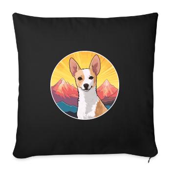 Portugiesische Podengo Pequeno Hunderasse Cartoon Kawai - Sofakissenbezug 45 x 45 cm - Schwarz - Vorne