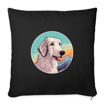 Russian Wolfhound Dog Breed Cartoon Kawaii Waterco - Sofa pillowcase 17,3'' x 17,3'' (45 x 45 cm) - black - Front