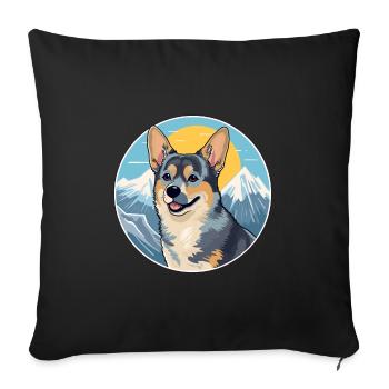Swedish Vallhund Dog Breed Cartoon Kawaii Watercol - Sofa pillowcase 17,3'' x 17,3'' (45 x 45 cm) - black - Front