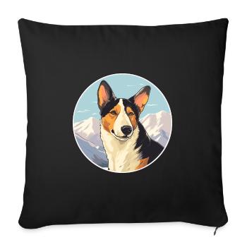 Smooth Collie Dog Breed Cartoon Kawaii Watercolor - Sofa pillowcase 17,3'' x 17,3'' (45 x 45 cm) - black - Front