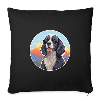 Spaniel Dog Breed Cartoon Kawaii Watercolor - Sofa pillowcase 17,3'' x 17,3'' (45 x 45 cm) - black - Front