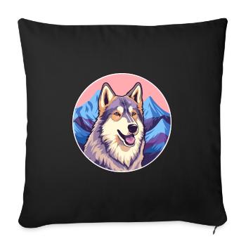 Tamaskan Dog Breed Cartoon Kawaii Watercolor - Sofa pillowcase 17,3'' x 17,3'' (45 x 45 cm) - black - Front