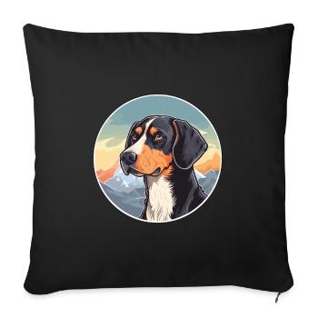 Serbe tricolore chien chien race dessin animé Kawaii - Housse de coussin décorative 45 x 45 cm - noir - Devant