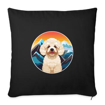 Toy Poodle Dog Breed Cartoon Kawaii Watercolor - Sofa pillowcase 17,3'' x 17,3'' (45 x 45 cm) - black - Front