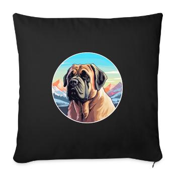 Transmontano Mastiff chien race dessin animé kawaii Wate - Housse de coussin décorative 45 x 45 cm - noir - Devant