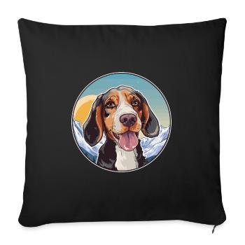 Vanjari Hound Dog Breed Cartoon Kawaii Watercolor - Sofa pillowcase 17,3'' x 17,3'' (45 x 45 cm) - black - Front