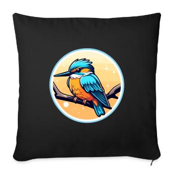 Kingfisher Bird Drawing - Sofa pillowcase 17,3'' x 17,3'' (45 x 45 cm) - black - Front