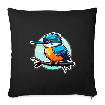 Kingfisher Bird Drawing - Sofa pillowcase 17,3'' x 17,3'' (45 x 45 cm) - black - Front