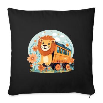 Lion Rides Railroad Lion’s Head Lions - Housse de coussin décorative 45 x 45 cm - noir - Devant