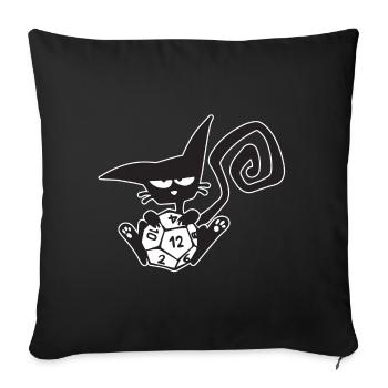 Dice Cat Funny Role Playing Cat RPG - Sofa pillowcase 17,3'' x 17,3'' (45 x 45 cm) - black - Front