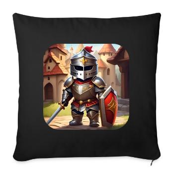 Niedlicher Ritter im Comic Style - Sofakissenbezug 45 x 45 cm - Schwarz - Vorne