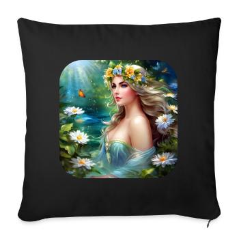 Gorgeous Floral Nymph - Sofa pillowcase 17,3'' x 17,3'' (45 x 45 cm) - black - Front