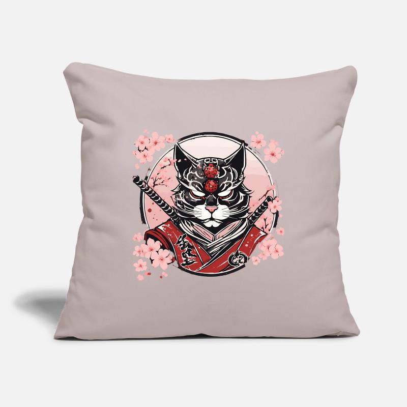 Dämonischer Kawaii Neko Samurai : Katzen-Samurai Sofakissenbezug 45 x 45 cm