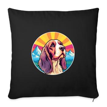 Artois Hound Dog Breed Cartoon Kawaii Watercolor - Sofa pillowcase 17,3'' x 17,3'' (45 x 45 cm) - black - Front