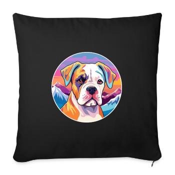 Bouledogue américain chiot chien race dessin animé Kawaii Wa - Housse de coussin décorative 45 x 45 cm - noir - Devant