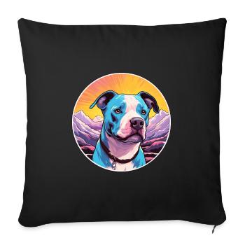 American PitBull Terrier Dog Breed Cartoon Kawaii - Sofa pillowcase 17,3'' x 17,3'' (45 x 45 cm) - black - Front