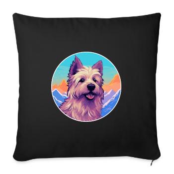 Berger Picard Dog Breed Cartoon Kawaii Watercolor - Sofa pillowcase 17,3'' x 17,3'' (45 x 45 cm) - black - Front